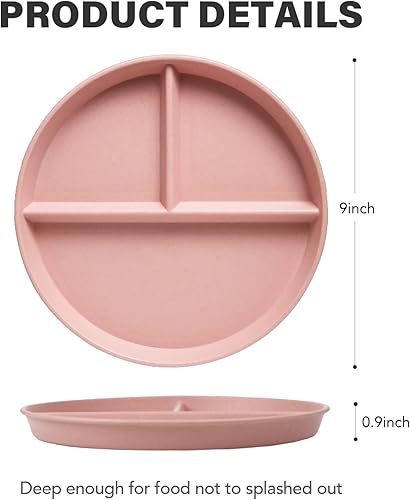 Miniatura 2 de greenandlife Platos Divididos Irrompibles de 9 Pulgadas (4 Piezas) para Niños y Adultos, Platos Compartimentados Aptos para Lavavajillas y
