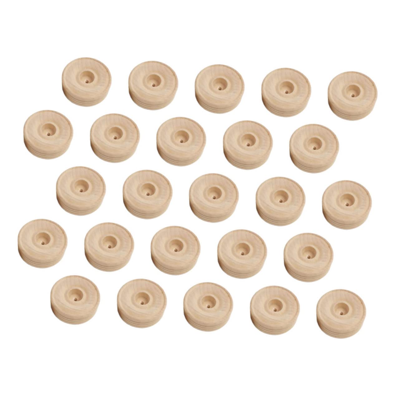 EXCEART 32pcs Wheel Model Accessories for Kids Toy Round Wooden Wheels Toy s Wooden Vehicle s DIY DIY Crafts Decor Creative s Child Model Supplies Car