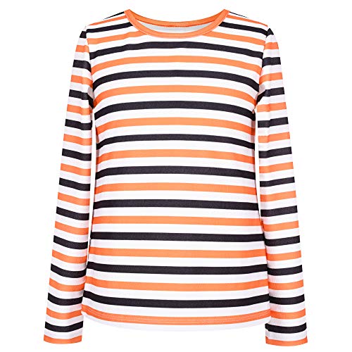 Sunny Fashion Chicas Camiseta Rayado Víspera de Todos los Santos Calabaza Modelo 9-10 años