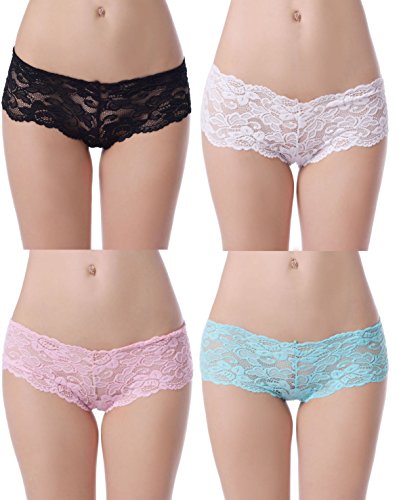 Simply joshimo  Pack de 4 bragas de encaje francés/slips tipo pantalones cortos Negro negro 34-36