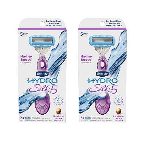 Schick Hydro Silk Razor for Women, Includes 1 Razor Handle and 2 Moisturizing Razor Blade Refills - 2 Pack