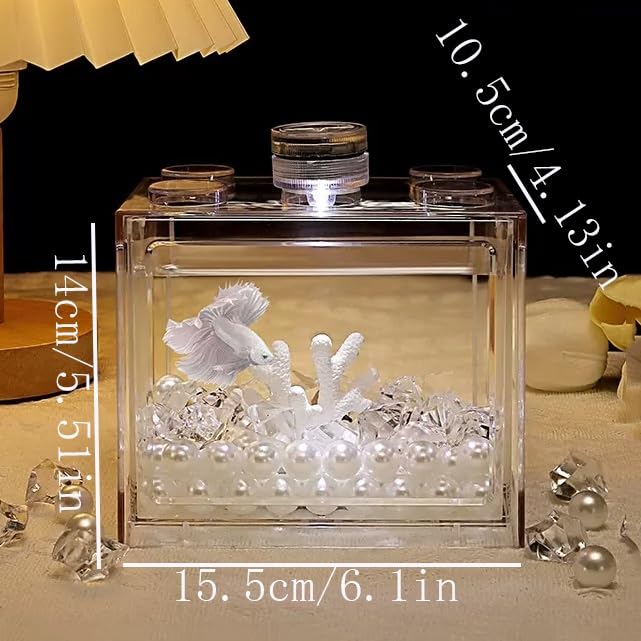 Aquarium en acrylique transparent anti-chute petit bocal poisson de bureau - 3