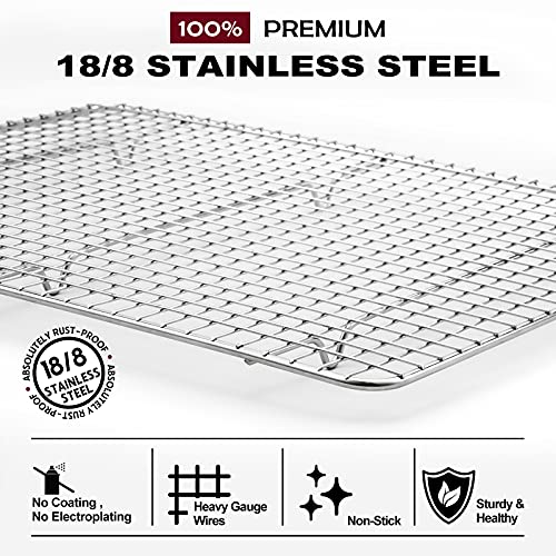 18/8 Stainless Steel, Cooling Rack For Baking With Lifting Handle, 10”X 15” Baking Rack, Oven And Dishwasher Safe, Wire Rack For Cooking, Roasting, Grilling, Fits Jelly Roll Sheet Pan #TOP2