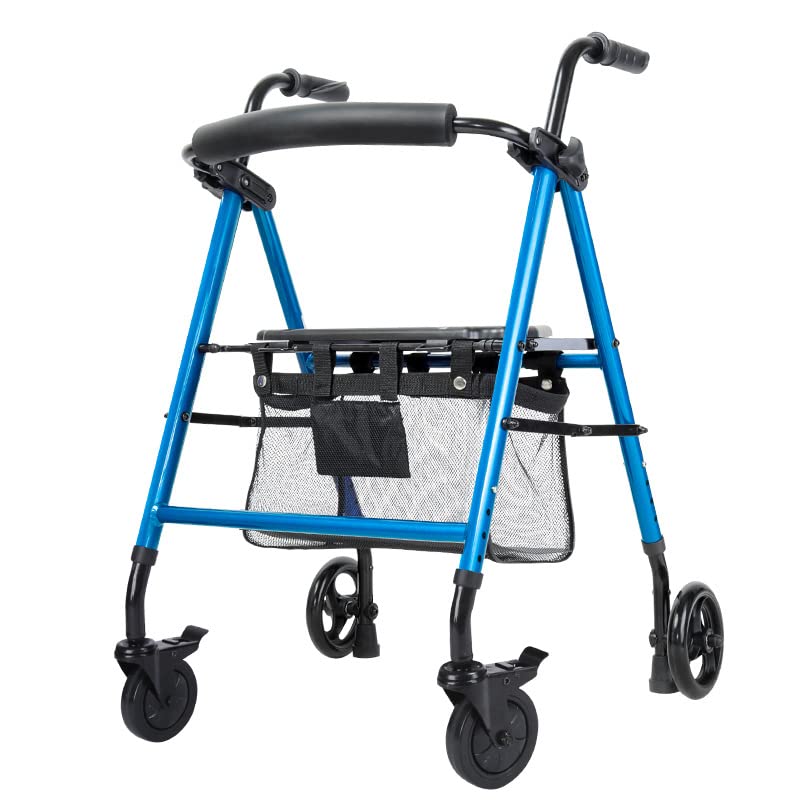 Andador vertical, andador de antebrazo, rodador de ruedas con soporte de espalda extraíble plegable, carrito de compras plegable