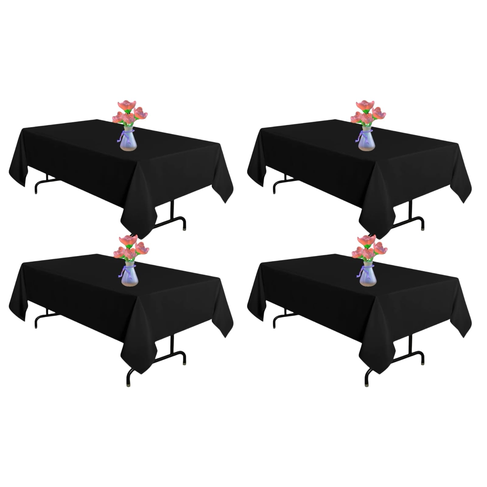 Vnituasr 4 Pack Black Tablecloths Rectangle 153 x 260cm for 6ft Rectangle Tables, Suitable for Wedding, Banquet, Restaurant, Parties — image 1