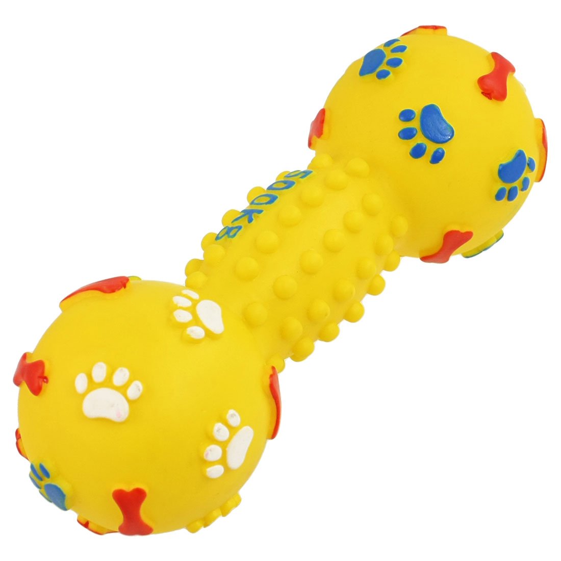 Ruilogod Vinyl Rubber Pet Puppy Dog Dumbbell Shaped Squeaky Playing Toy 7.5 Inch Long Yellow (id: ece 720 e11 dc3 fdd (id: ece 720 e11 dc3 fdd