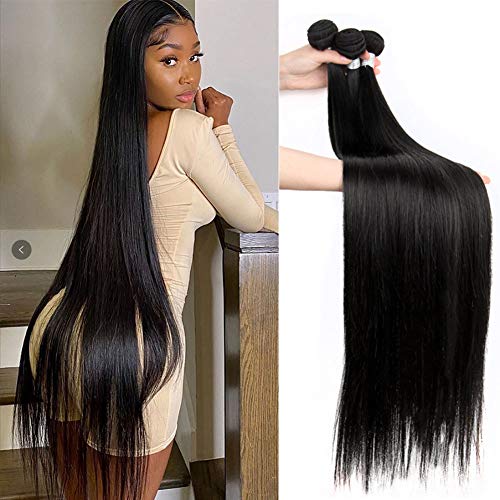 10A Human Hair Straight Bundles Brazilian Virgin Straight Hair 4 Bundles 100% Unprocessed Weave Hair Human Bundles (24 26 28 30)
