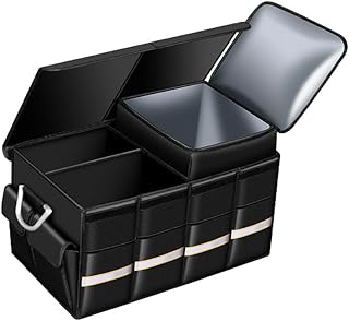 GYSCKN Auto Kofferraum Organizer für Hyundai Accent Alcazar Aura Bayon Casper, Auto Kofferraumtasche Faltbar Aufbewahrungstasche mit Klett Auto Zubehör Innenraum,Orange