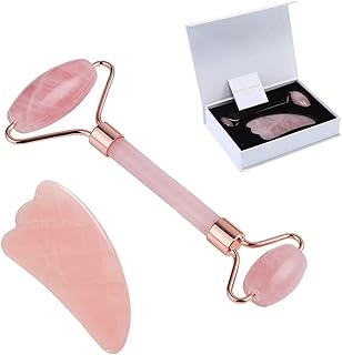 LZLRUN Jade Roller for Face, Real Natural Gua Sha Tools Set - Anti Aging Facial Massager, No Squeaks Tool for Skin Rejuvenate Therapy Puffiness Treatments, Massage, Anti Aging, Exfoliation, Puffiness