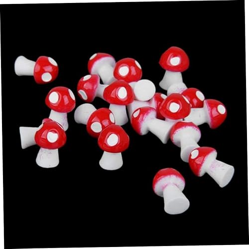 Miniatura 6 de AEIOFU Mini hongos de resina en miniatura, figuras en miniatura, hongos de jardín, hongos pequeños, adornos de 20 piezas, jardín de hadas rojas,