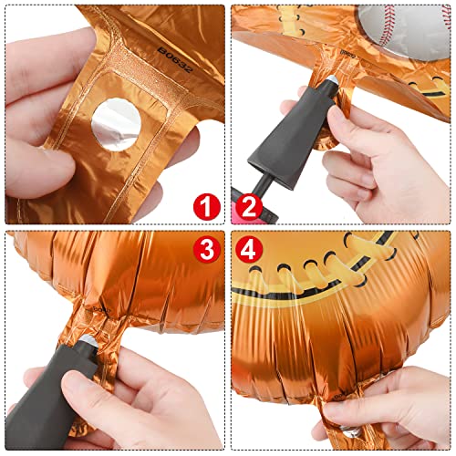Image of Skylety 8 Pcs Baseball Balloons Baseball Foil Glove Balloon Birthday Party Decorations 18'' Sports Themed Team Coach Stadium Photos Backdrop Senior Night Summer Party Decorations Supplies (Pack of 2)