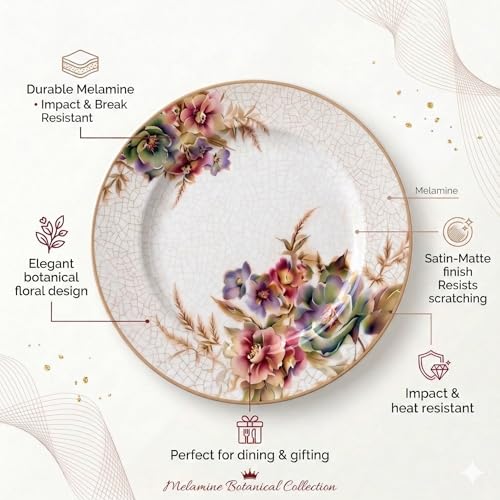 Image of Melamine Quarter Plates | Round Half Plate | Microwave Safe | Break Resistant | Plates for Snacks, Lunch, Dinner | Plates for home, Office, Restaurant | Set of 6 | 7 Inch's (Multi colour flower)