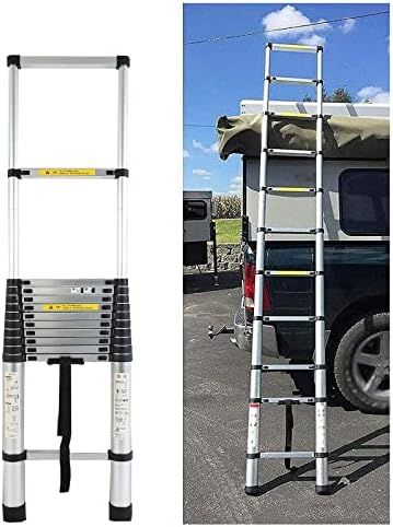 Telescoping Ladder, Aluminum Collapsible Ladder, Portable Folding Ladder 150kg/330lbs Capacity, Multi-Purpose Compact Ladder for Home or Outdoor Work (Color : Silver, Size : 1.8m/5