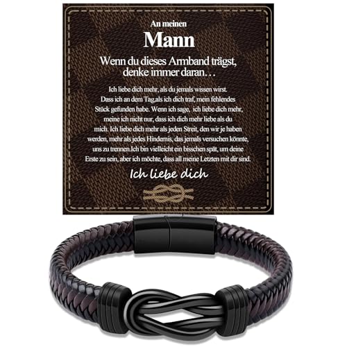 BOCHOI Geschenke für Männer Lederarmband Geschenk für Ehemann Jahrestag Geschenk für Ihn Ich Liebe Dich Geschenke für Männer Weihnachten für Freund Bracciale