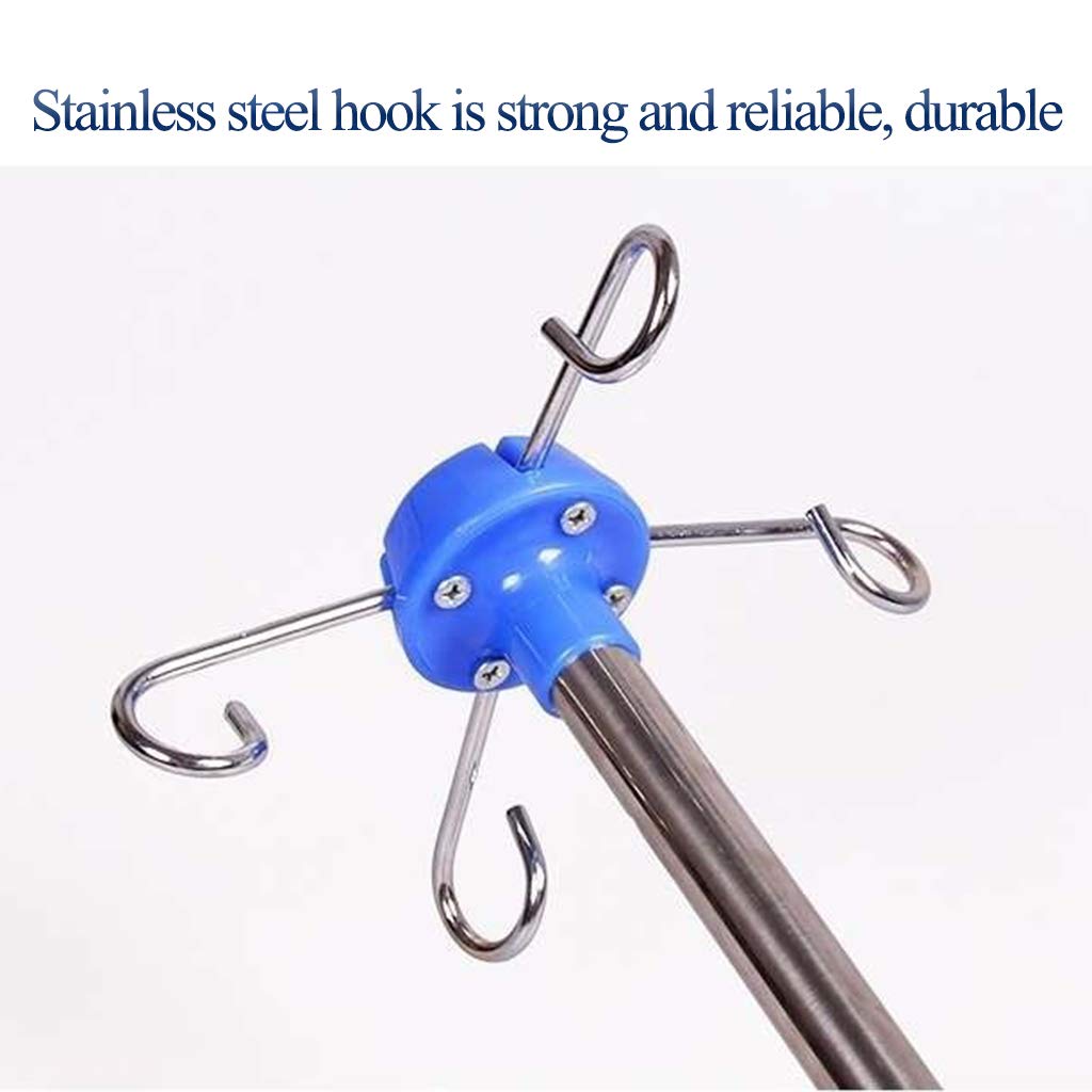 WANGF Porta Sueros Soporte de Infusión Intravenosa 2 O 4 Ganchos Soporte de Infusión de Acero Inoxidable Altura Ajustable 110cm-190cm Base Redonda de Hierro Fundido Móvil