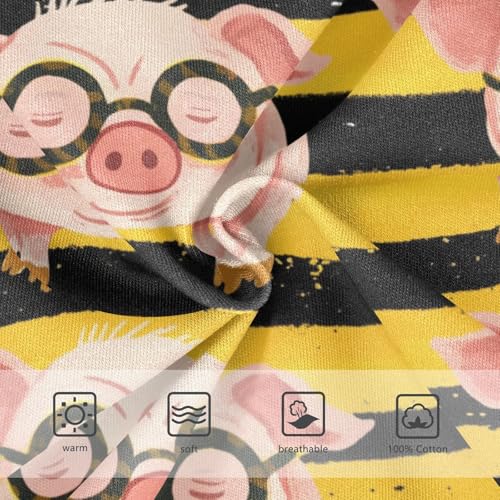 Wusikd Pink Piglets Glasses Boys' Underwear Cotton Yellow Stripes Boys Briefs Soft Toddler Underwear 2T3