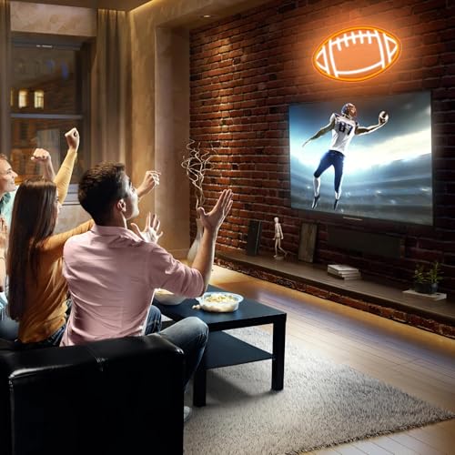 Image of Football Neon Sign for Wall Decor, Dimmable LED Light, Rugby Shaped Neon Light for Man Cave, Teens, Boys, and Girls' Bedrooms and Game Rooms Decor - Fans Present