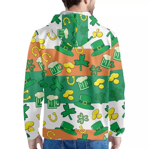 Image of Forchrinse Green Palm Tree Sea Beach Mens Hoodies Pullover Long Sleeve Fleece Hoodie Cozy Sport Casual Outwear