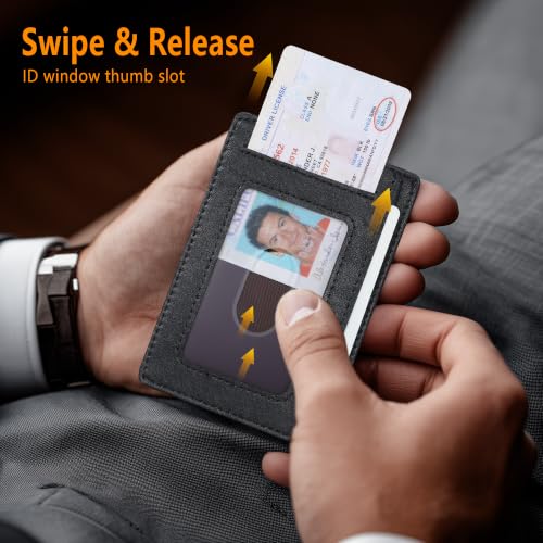 Image of Travelambo Slim Minimalist Wallet for Men, RFID Blocking Credit Card Holder, Front Pocket ID Card Case, Gifts for Men, Husband, Boyfriend, Teenage