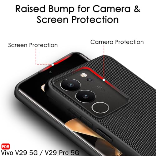 Image of TheGiftKart Back Cover Case for Vivo V29 / V29 Pro 5G | Slim & Lightweight | Ultra-Premium Design | Camera Protection Bump | Fabric Texture Case Cover (PC & TPU, Black)