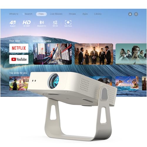 Image of 【Netflix-Licensed & Auto Focus & Keystone】Smart Mini Projector with WiFi and Bluetooth, Proyector 200 ANSI,1080P Ceiling Home Wall Video Portable Outdoor Movie Projectors