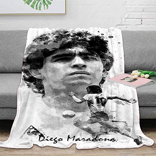 Diego Maradona Argentina - Manta de fútbol para todas las estaciones (peso ligero, tamaño completo, para cuna, cama, sillón, 127 x 101,6 cm)