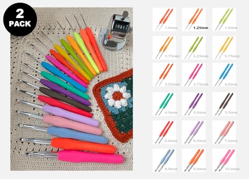 Image of 2Pcs 1.25mm Small Crochet Hooks, Ergonomic Small Lace Crochet Hook for Beginners, Crochet Needles for Crocheting, Smooth and Comfortable for Arthritis (1.25mm)