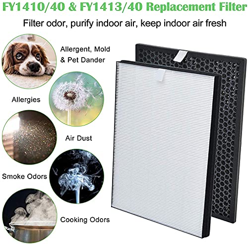 FY1413/40 Active Carbon & FY1410/40 HEPA Replacement Filter Set Compatible with Philips Air Purifier Series 1000 1000i, Replace AC1214 AC1215 AC1217 AC2729(HEPA Filter + Activated Carbon Filter)