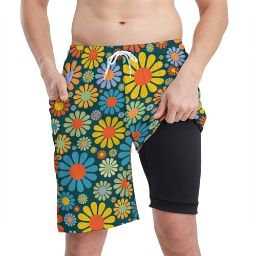 Mens Swim Trunks with Compression Liner Bathing Suits 9