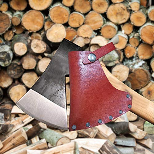 Leather Axe Head Sheath, 5.3"x4.7" Full Grained Leather Sheath Of The Axe, Axe Head Cover With Belt Loops For Better Hold Of Axe, Dark Tan Heavy Top Cover For Axe Head