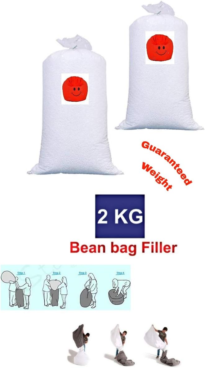 MAHARAJA BEANS Polystyrene BEAN BAG REFILL 2 Kg A-Grade Silky for Bean Bag Filler Refill (White)