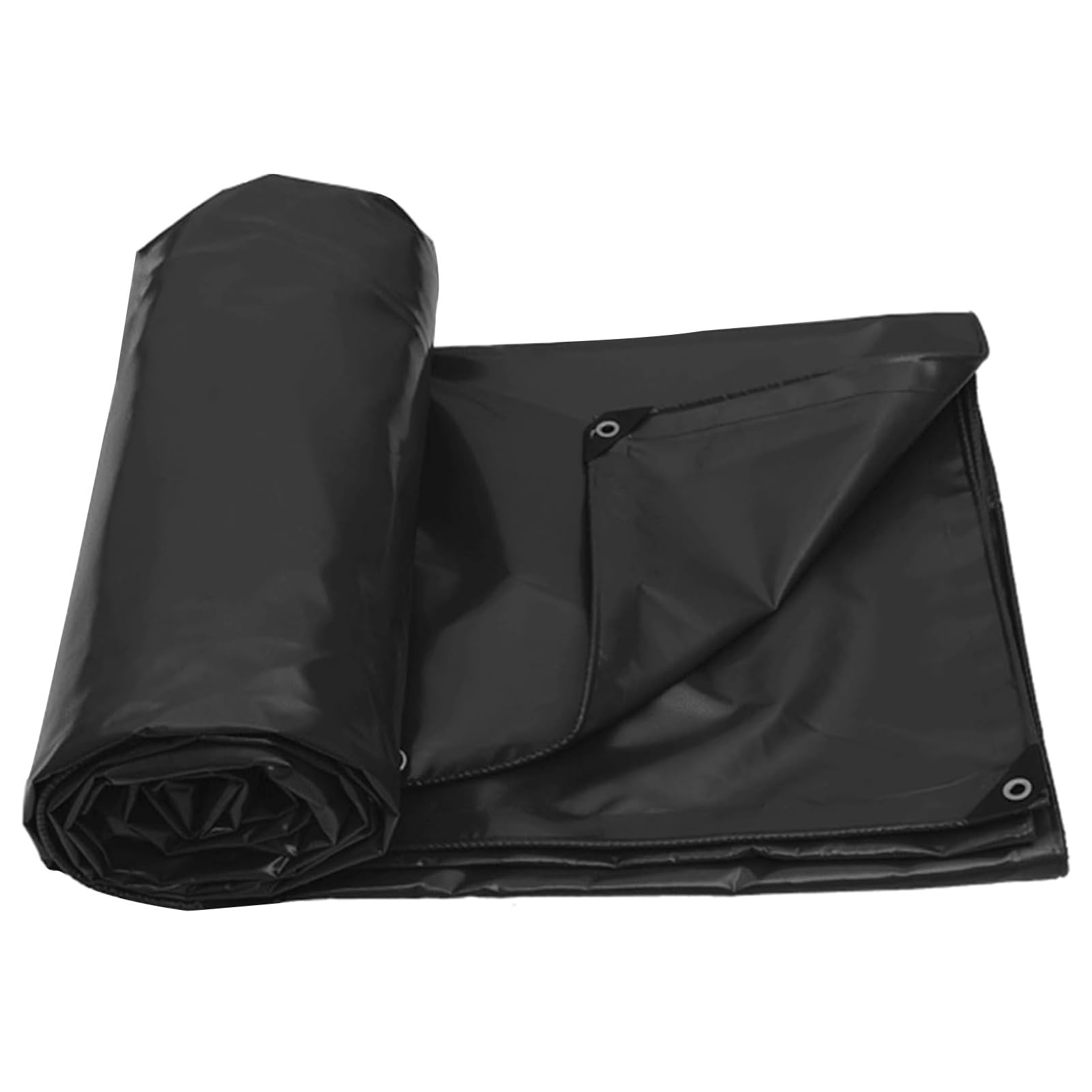 Black PVC Tarpaulin 500g/㎡ Heavy Duty Waterproof Sheeting, Rainproof Canopy Tent Cover with Reinforced Eyelets, 1.5x3m/2x4m Multipurpose Outdoor Tarp(1x1.5m(3.3ftx4.9ft))