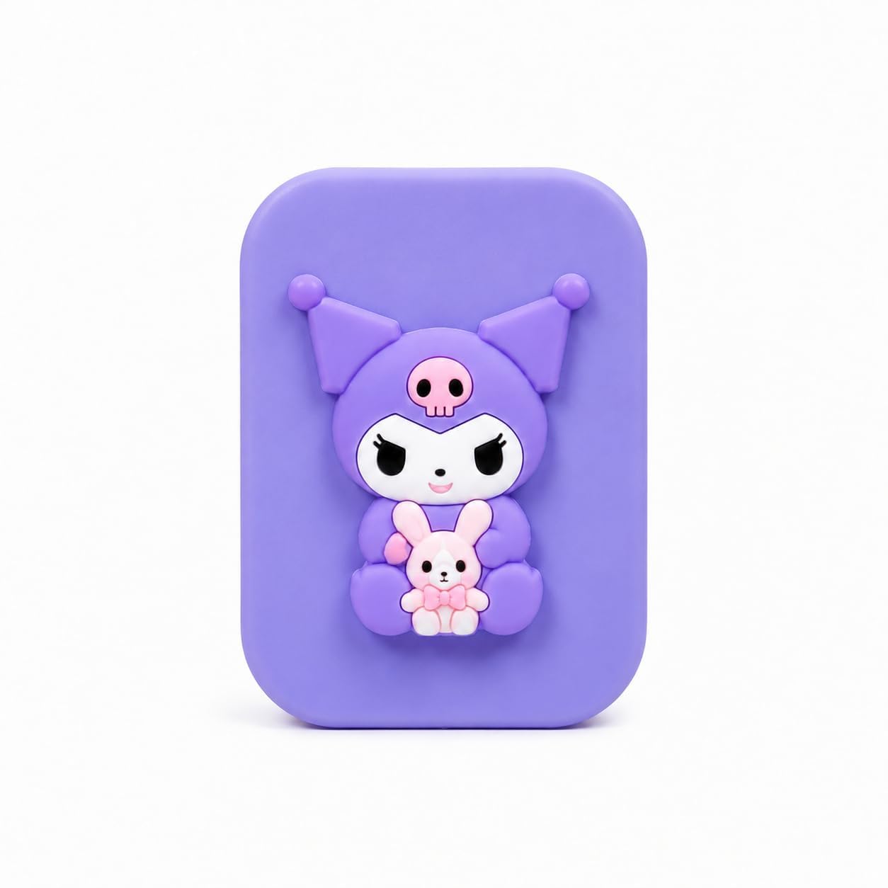 HARVA® Cute Compact Mirror with Comb Cartoon Folding Vanity Mirror Portable Cosmetic Pocket Mirror Mini Hairbrush Set Silicone Character Travel Makeup Mirror for Girls Kids (Purple)-image-8