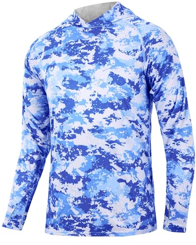 Image of FISHEAL Men's Camo Fishing Hoodie, UPF 50+ Long Sleeve Sun Protection Shirt
