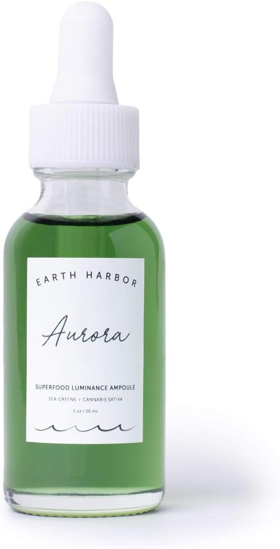 Earth Harbor | AURORA Superfood Luminance Ampoule | 100% Botanical Skin Treatment | Calm and Illuminate | Seaweed & Cannabis Sativa |1 fl oz