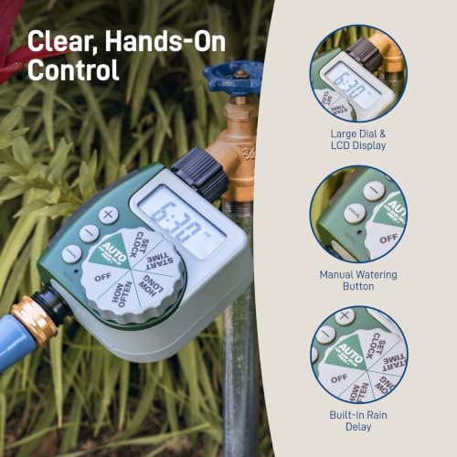 Orbit Programmable Digital Hose Watering Timer - 1 Outlet - Battery Powered - with LCD Screen - Built-in Rain Delay - Water-Resistant - 62061 - image 5
