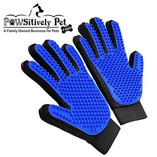 Grooming Gloves- All in One Gentle Deshedding/Bathing/Massage Mitt-Great for Removing pet Hair/Fur on Dogs, Cats and Horses (Upgraded Version)