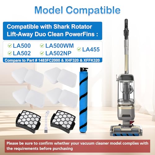 Image of LA502 LA500 LA455 Brush Roller Filter Replacement for Shark Lift-Away ADV DuoClean PowerFins LA502 LA502NP LA500 LA500WM Upright Vacuum, Replaces Part XHF320 XFFK320 1483FC200