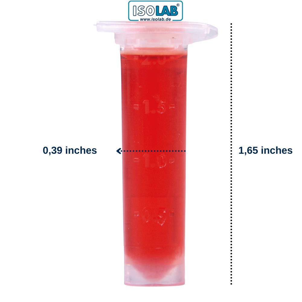 ISOLAB Lot de 500 tubes à centrifuger gradués avec couvercles à clipser - En polypropylène - 2 ml