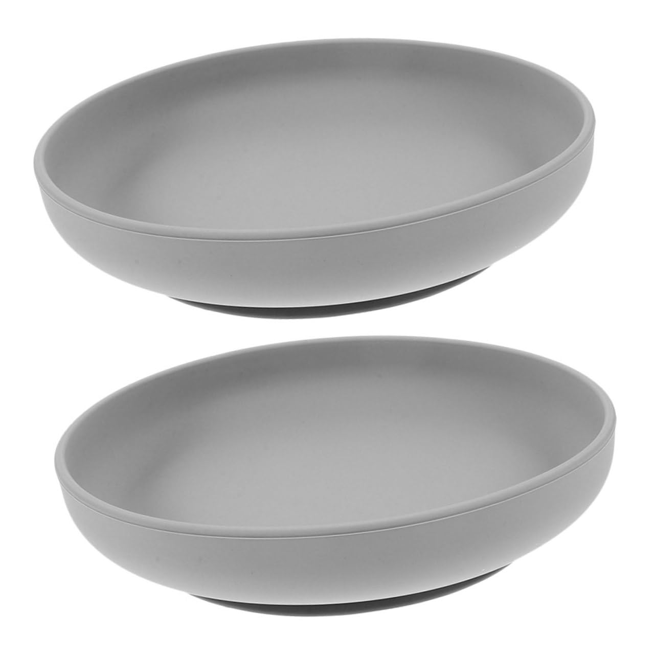 Genérico 2 Piezas Plato para Personas Mayores de Silicona Seguro Antiderrames con Base de Succión para Autonomía la Alimentación de Gris Oscuro para Hogar y Residencias