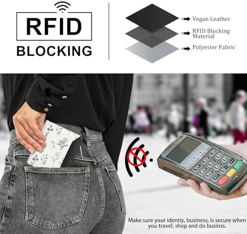 GAEKEAO Geldbeutel Damen Klein, Mini Portemonnaie Damen mit RFID-Schutz aus Leder, Stylisches Design mit Druck, Kleine Geldbörse mit Reißverschlusstasche, Slim Wallet