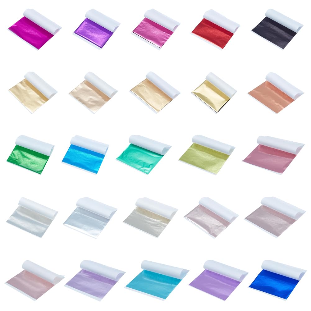 2000 hojas de papel de aluminio de 25 colores, 3.11 x 3.31 pulgadas, hoja dorada para manualidades, arte de uñas, dorado de muebles y pinturas