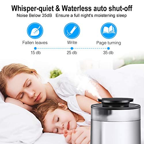 Yolife Top Fill Humidifiers Ultrasonic Cool Mist Humidifier for Bedroom Home Baby with Timer 3 Mist Levels Whisper Quiet Auto Shut Off 4L Large Open Water Tank Touch Screen with Remote