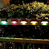 16 Pack Solar Deck Lights Outdoor, Color Glow Solar Step Lights LED Waterproof Solar Fence Lights...