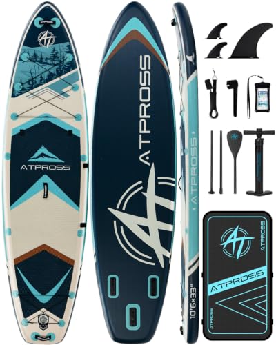 Image of 10'6''x33''Inflatable Stand Up Paddle Board, 400lbs Extra Wide Stand Up Paddleboard with Kayak Seat, Anti-Slip EVA Deck Premium SUP Accessories Kit, Non-Slip Stable Deck Boat