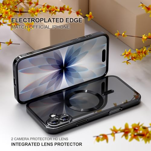 Image of Misea Magnetic for iPhone 17 Case Compatible with MagSafe Black | [Never Yellowing] [Military Drop Protection] Full Camera Lens Protector Plating Soft Clear Phone Case for Women, Black