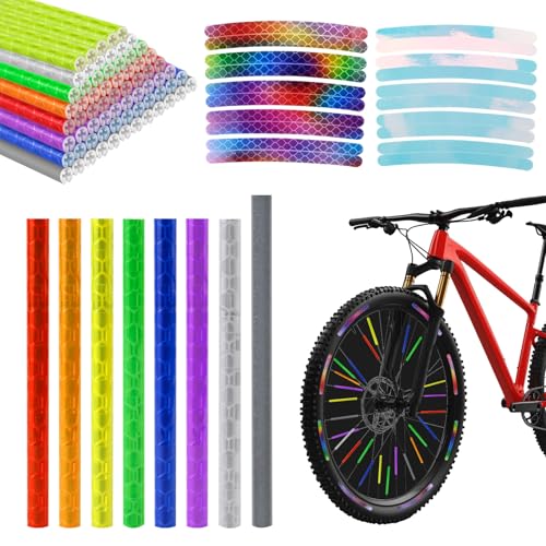 Bunte Speichenreflektoren Fahrrad Set 176 Stück Reflektoren 360 Rundum Sichtbarkeit Einfache Montage 75mm Länge 8 Farben Speichenreflektoren 2 Farben Reflektor Aufkleber für Alle Fahrradtypen