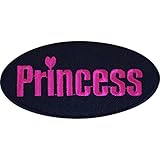 8,5 cm breit und 4,2 cm hoch. Bestickter Aufnäher zum Aufbügeln, Prinzessin, für Jacken, Jeans, T-Shirts, Taschen, Bikerabzeichen