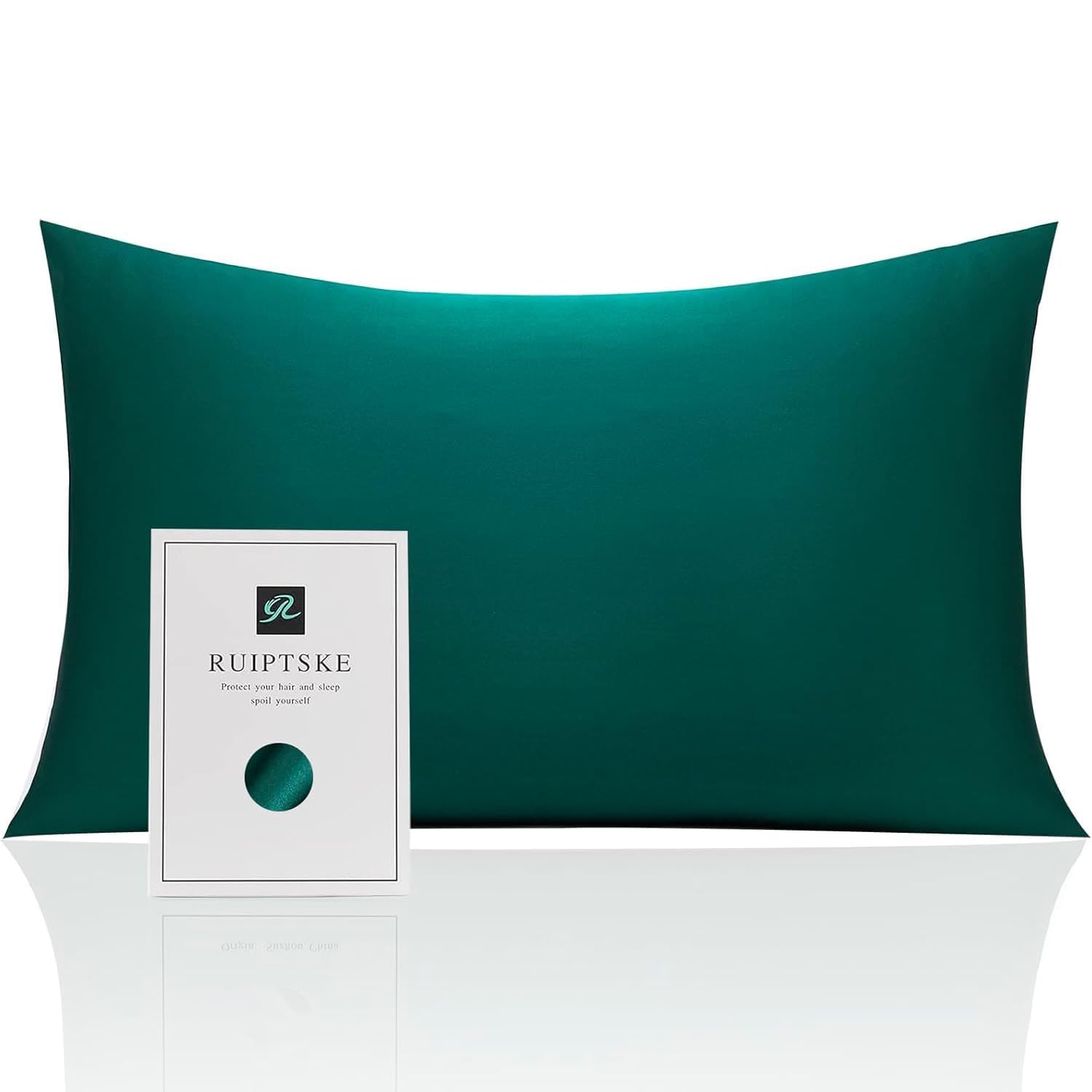 Oeko-TEX® Certified Silk Pillowcase for 100% Silk 22 Momme Pillow Case for Hair and Skin, Anti Aging, Anti Dust Mite (Dark Green, 50 x 70 cm)