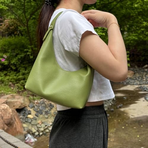 Image of Hobo Women's PU Leather Shoulder Tote Clutch Crescent Slouchy Bag with Zipper Closure and Top Handle